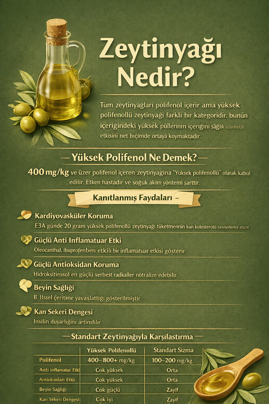 Yüksek Polifenol Zeytinyağının Faydaları