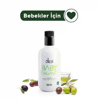 Olizzi Baby Organik Bebek Zeytinyağı 500ml, doğal sızma, bebekler için güvenli, ödüllü