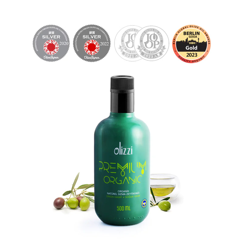 Olizzi Premium organik ödüllü zeytinyağı 500ml şişe - soğuk sıkım erken hasat natürel sızma zeytinyağı